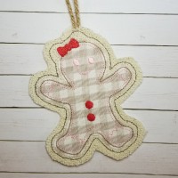 ITH Gingerbread Girl Christmas Ornament Applique Design